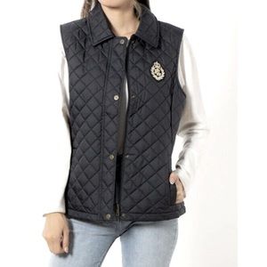 NWT $150 RALPH LAUREN RLL Women's Sz M Black CREST Patch Quilted Vest